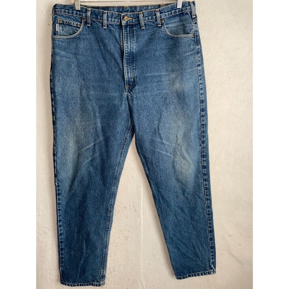 Carhartt Relaxed Fit Straight Leg Blue Denim work Jeans Men’s Size 44 x 34